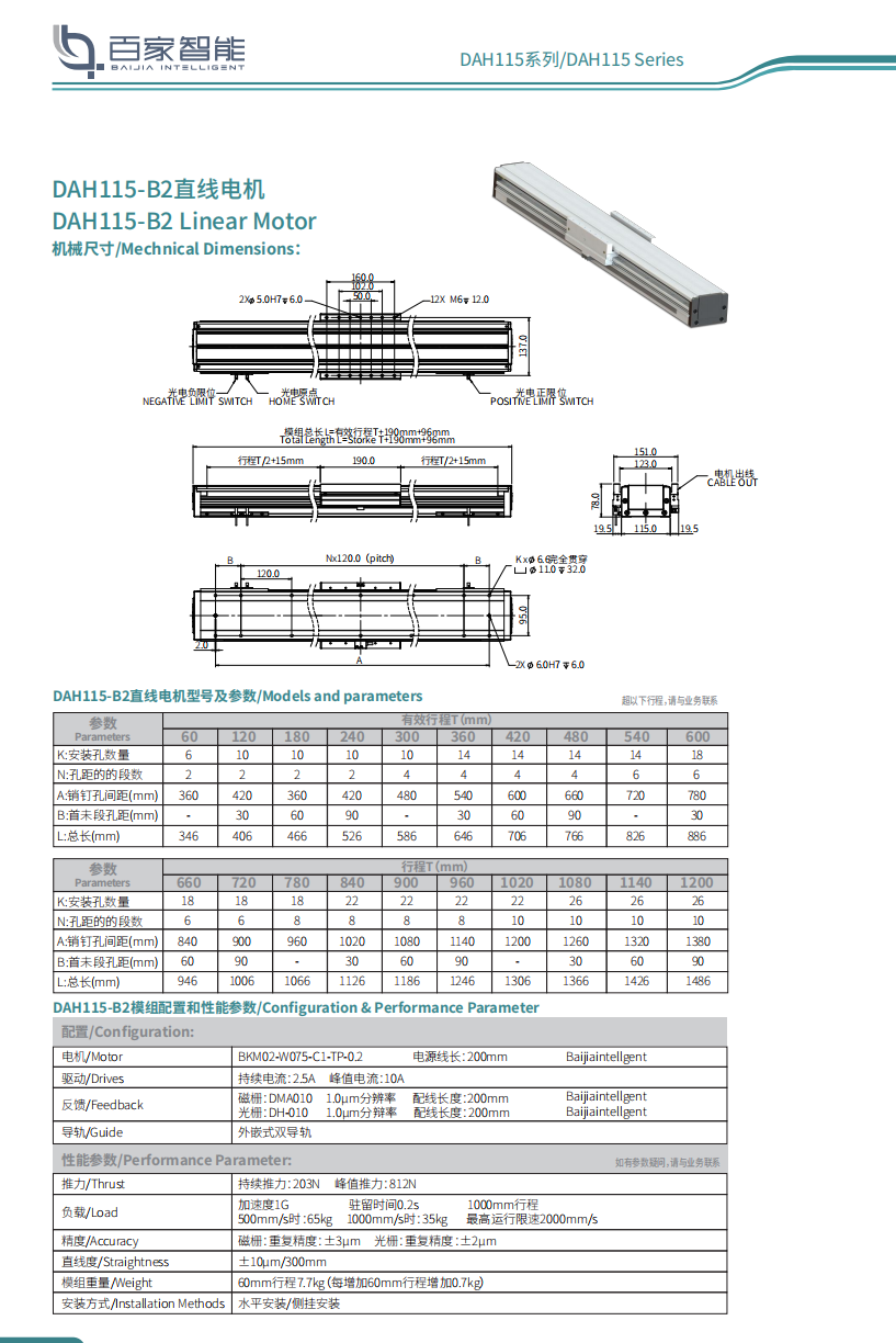 直線電機DAH115-B2-T1140-D010-0.2